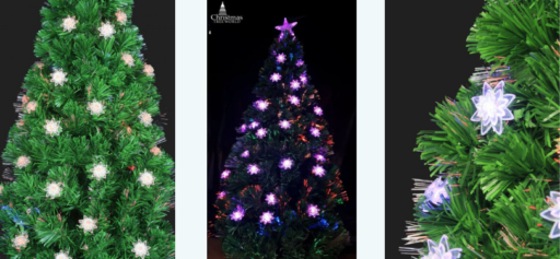 Red and blue fibre optic Christmas tree